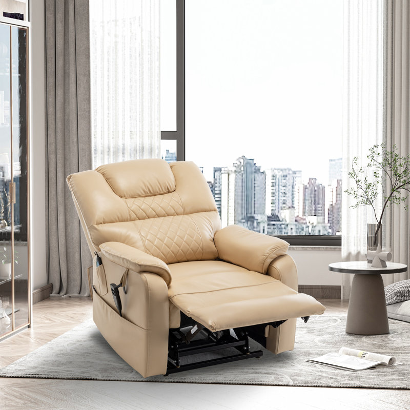 Latitude Run® Dual Motor Lay Flat Recliner in 25inch Seat Width, Extra Wide Heated Massage
